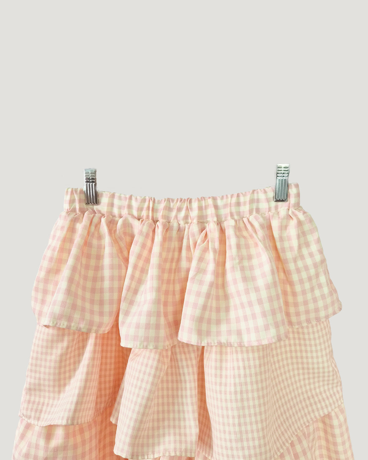 gingham check tiered skirt