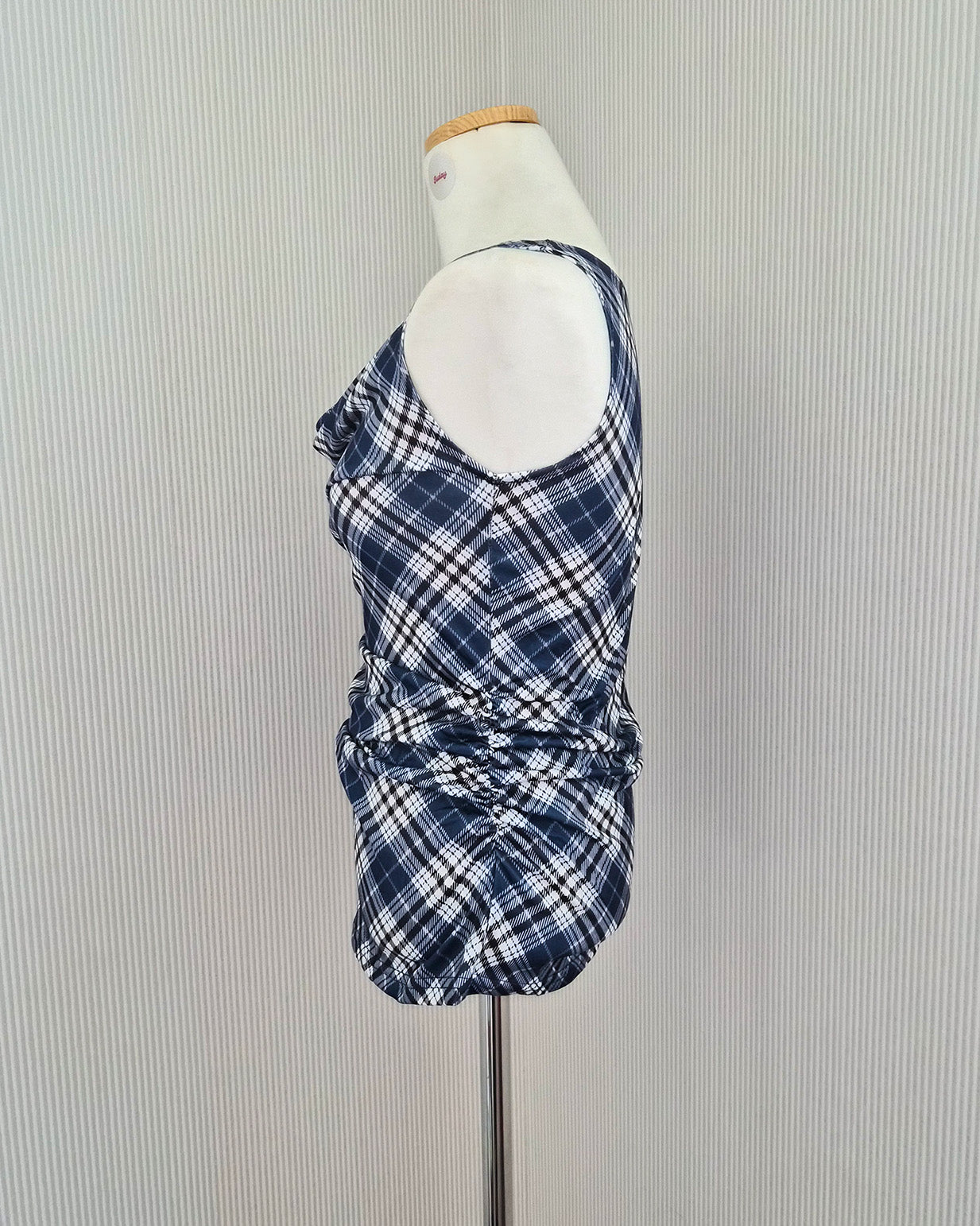 check draped shirring top