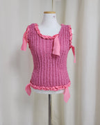 ribbon piping sleeve less knit