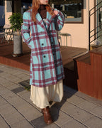 check wool blended coat