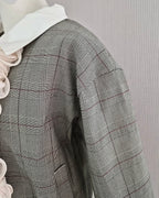 glen check frill jacket