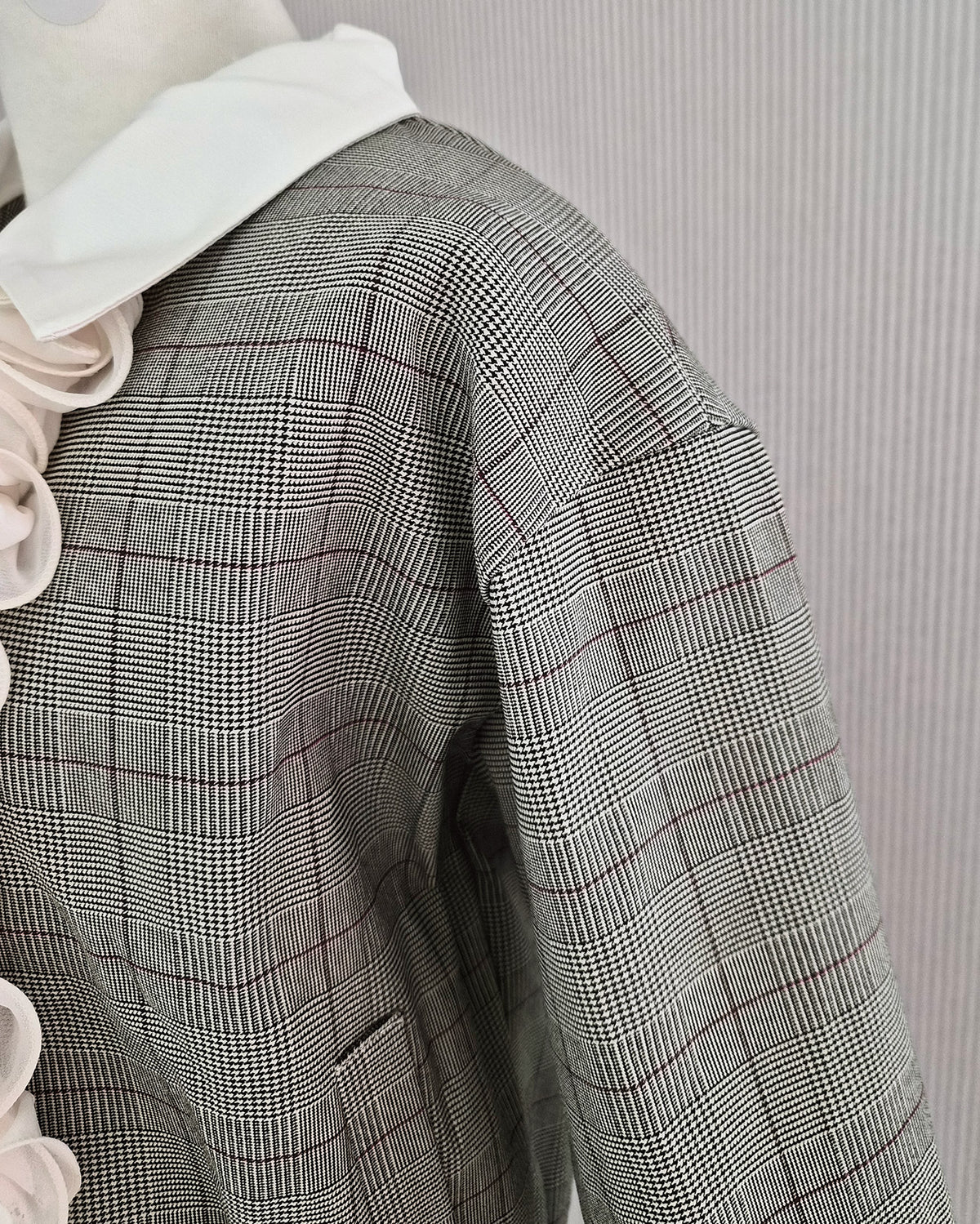 glen check frill jacket