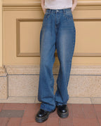 side studs wide denim