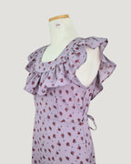 rose pattern frill long dress