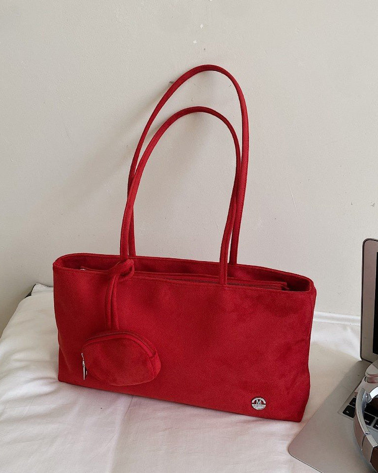 faux suede square shoulder bag
