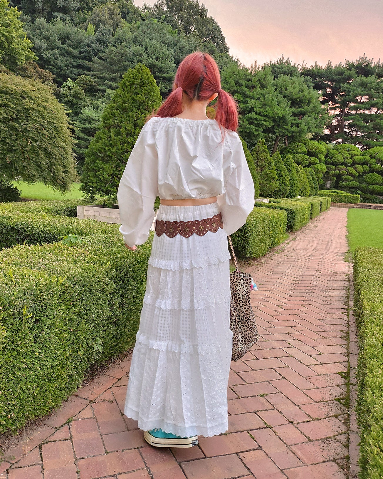 cotton tired long skirt