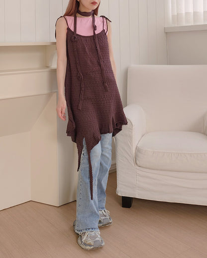 rose scarf knit mini dress