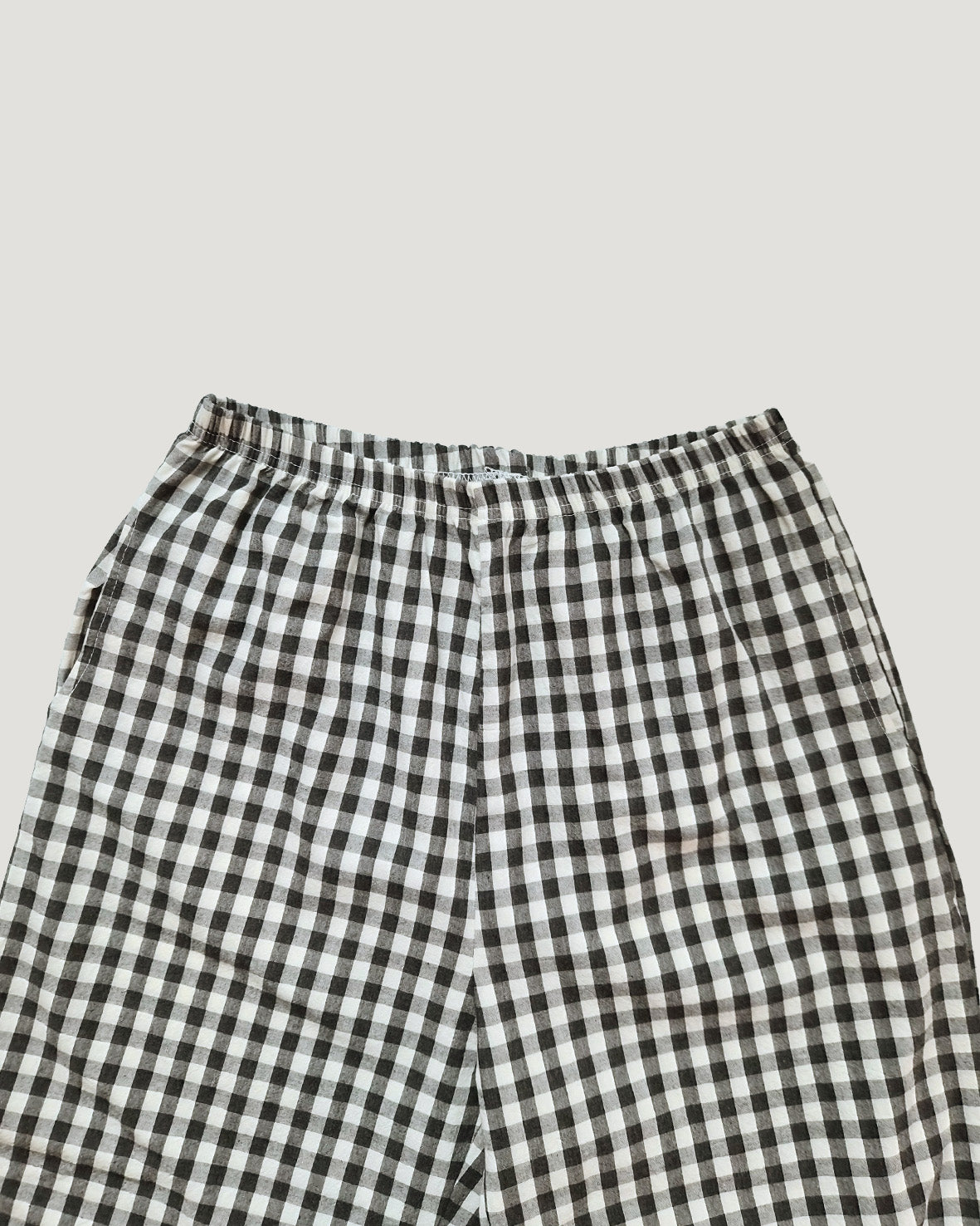 gingham check hem frill pants
