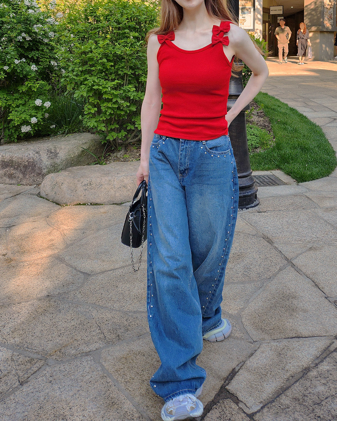 ribbon SET sleeveless knit
