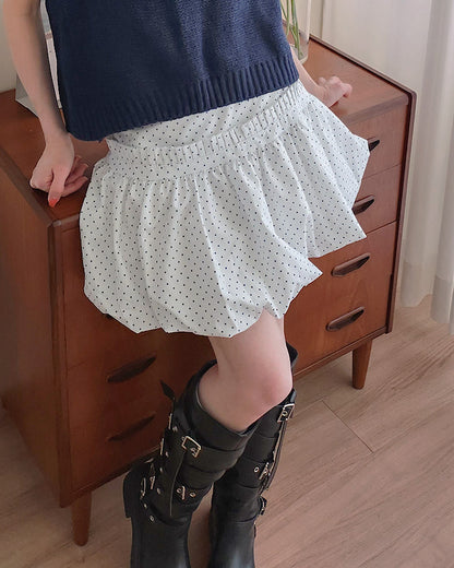 dot frill balloon mini skirt