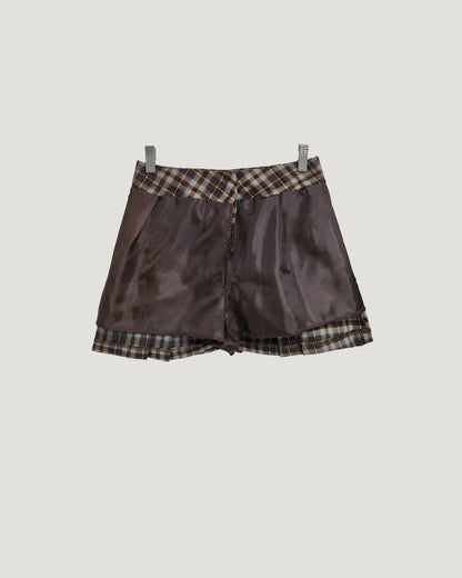 check pleated mini skirt