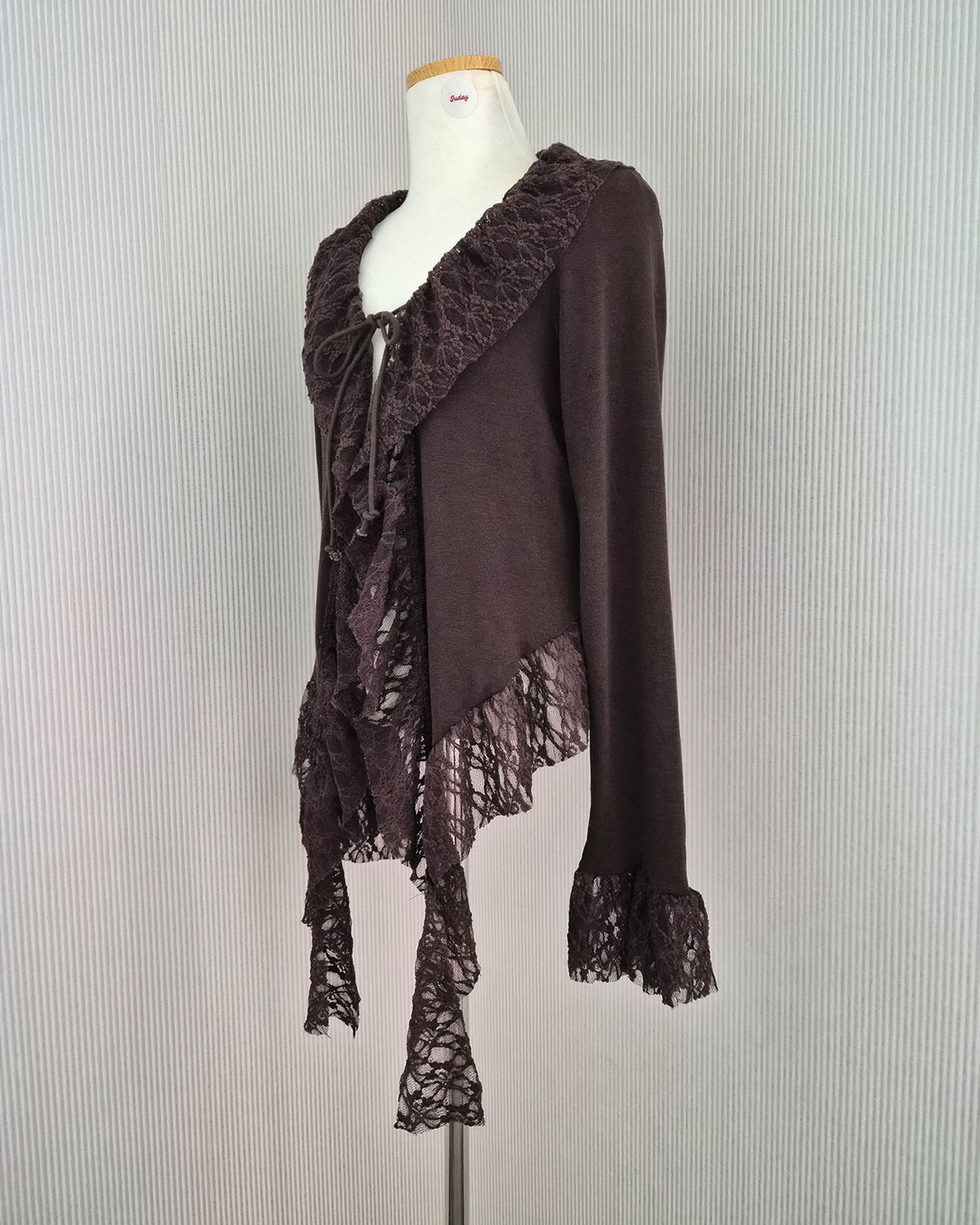 frill lace flare cardigan