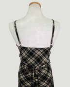 check frill long dress