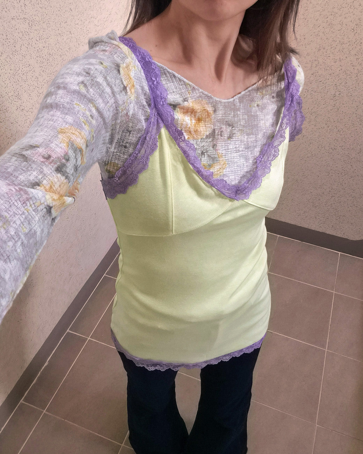 bicolor lace point camisole