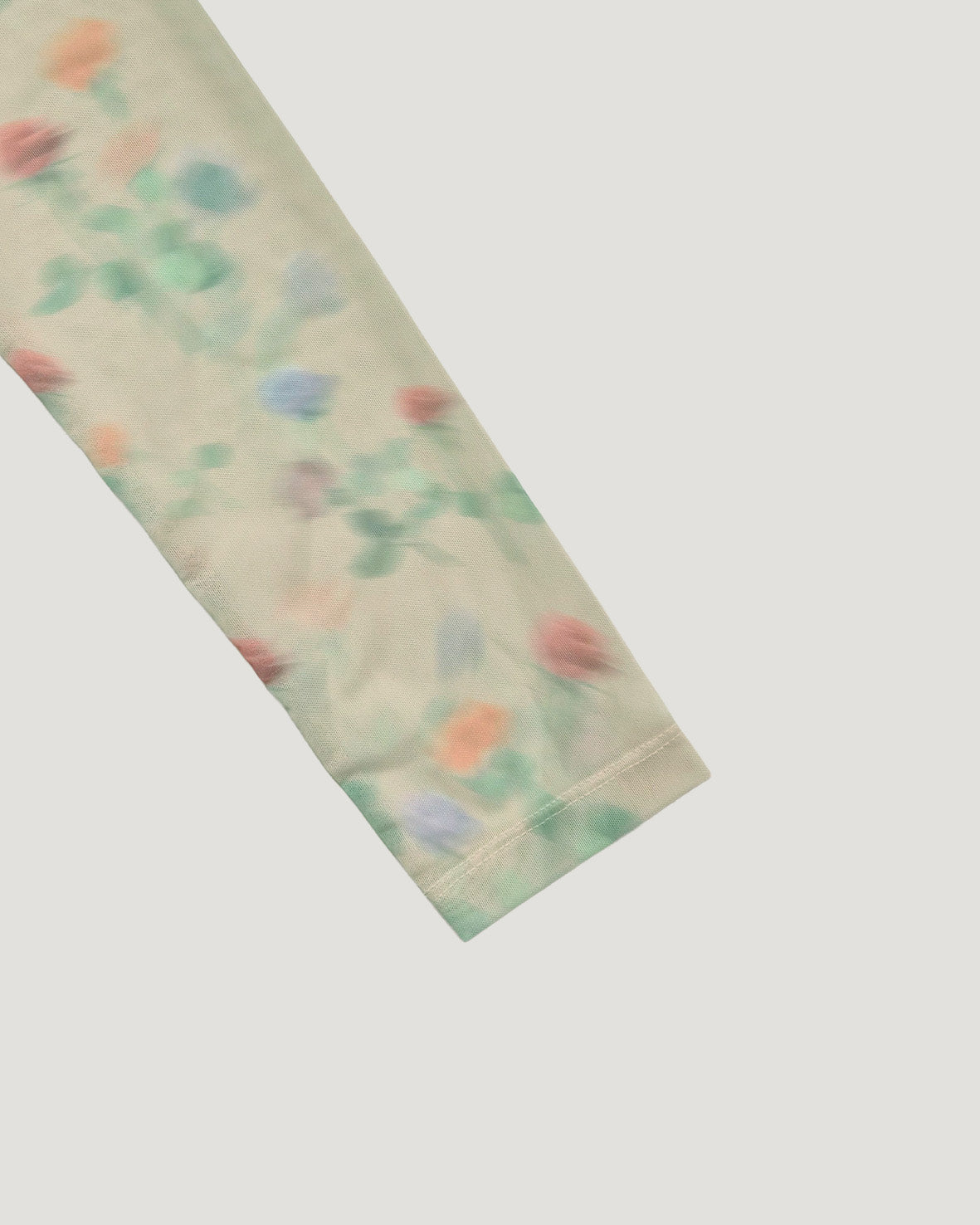 blurred flower sheer long sleeve T