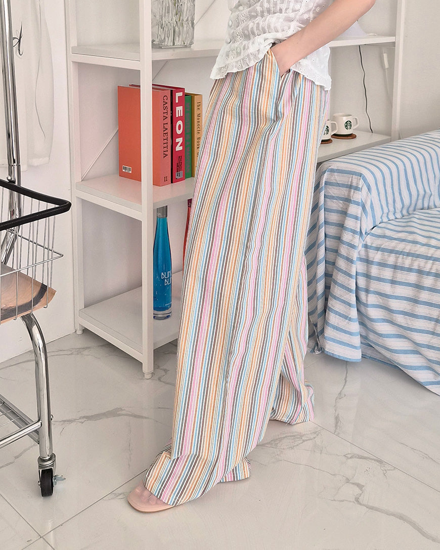 multi stripe wide pants