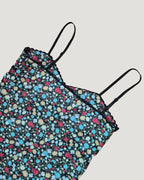 retro flower piping mini dress