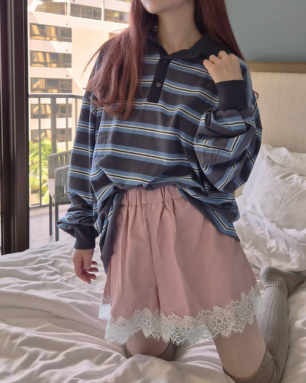 multi stripe rugby shirt