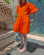 volume puff sleeves tack mini dress