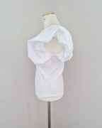 V neck puff shoulder top