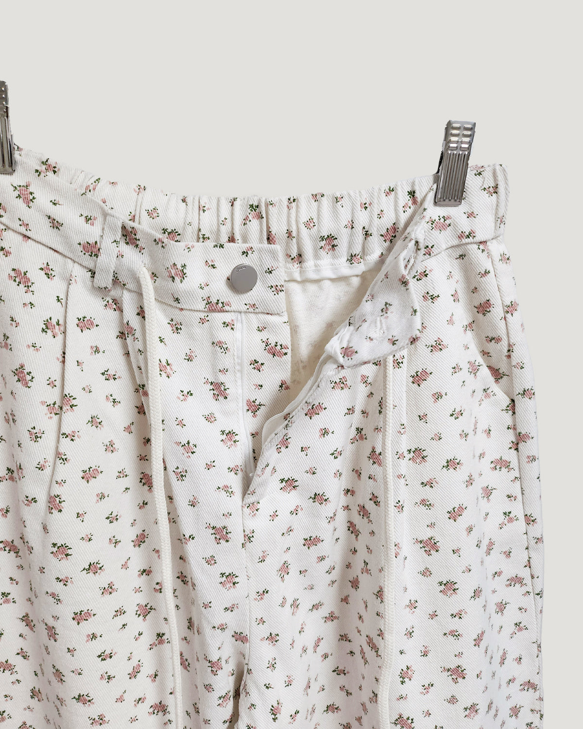flower / dot cotton twill string pants