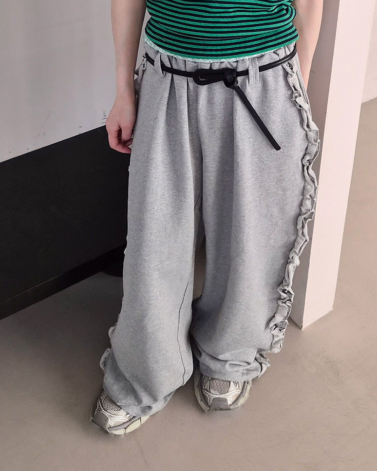 side frill sweat pants