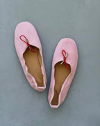 ribbon faux suede flat shoes