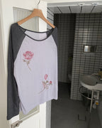 flower raglan sleeve T