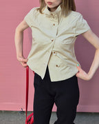 stand collar button point shirt