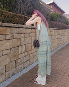 tiered frill sheer long dress