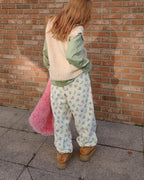 flower pattern fleece jogger pants