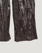 wrinkle faux leather wide pants
