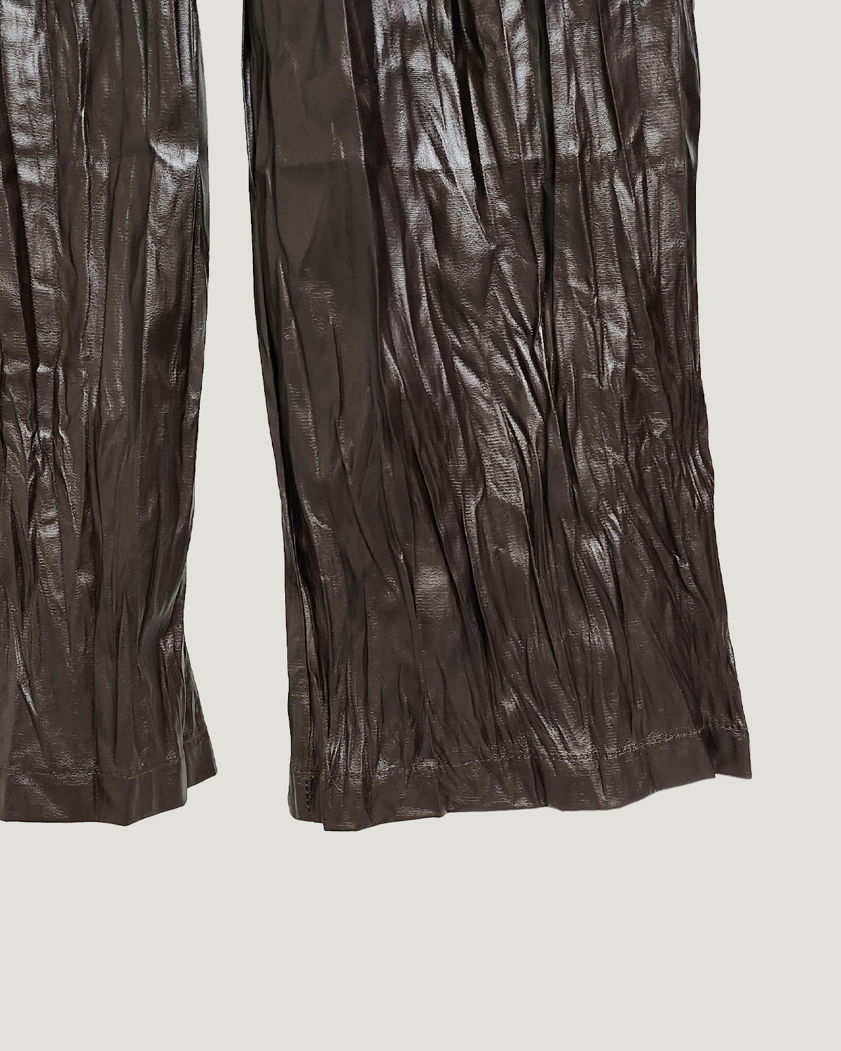 wrinkle faux leather wide pants
