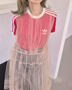 sheer layered waist frill tulle dress