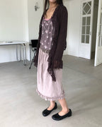 frill lace flare cardigan