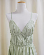 shirring bustier cotton long dress