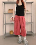 frill sweat half pants