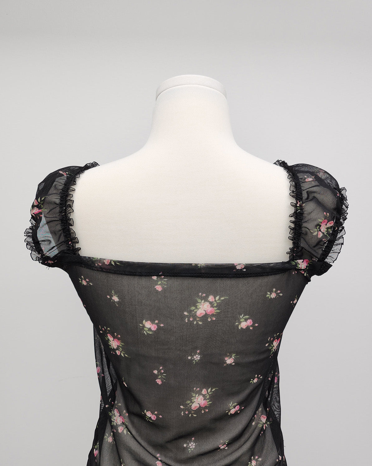 flower sheer puff blouse