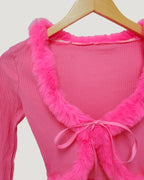 fur ribbon cardigan