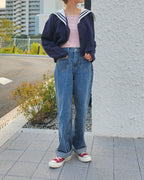sailor collar sweat cardigan