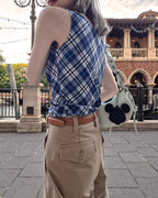 check draped shirring top