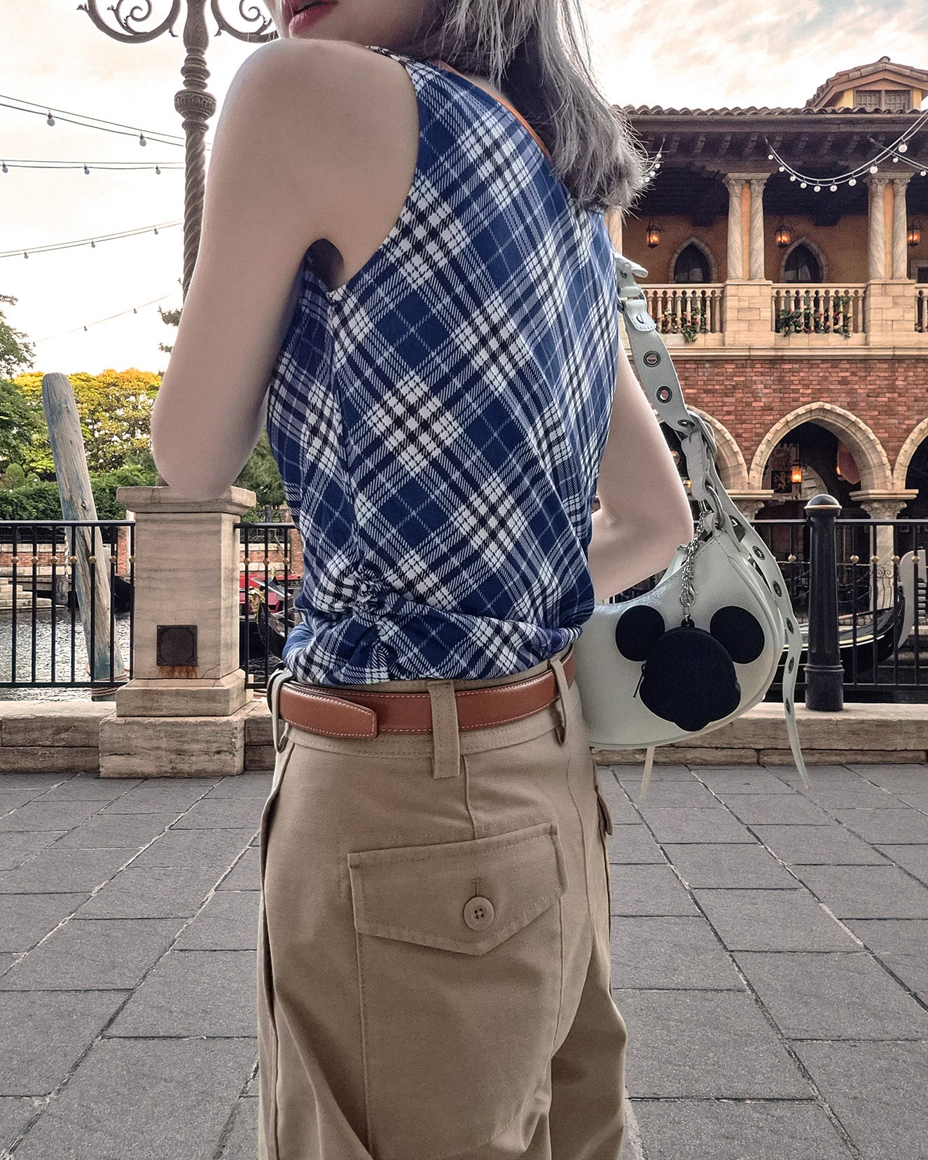 check draped shirring top