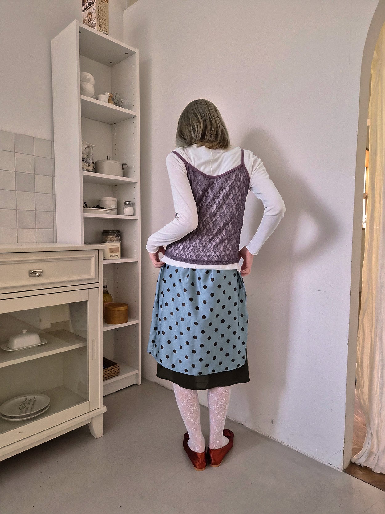 polka dot layered skirt
