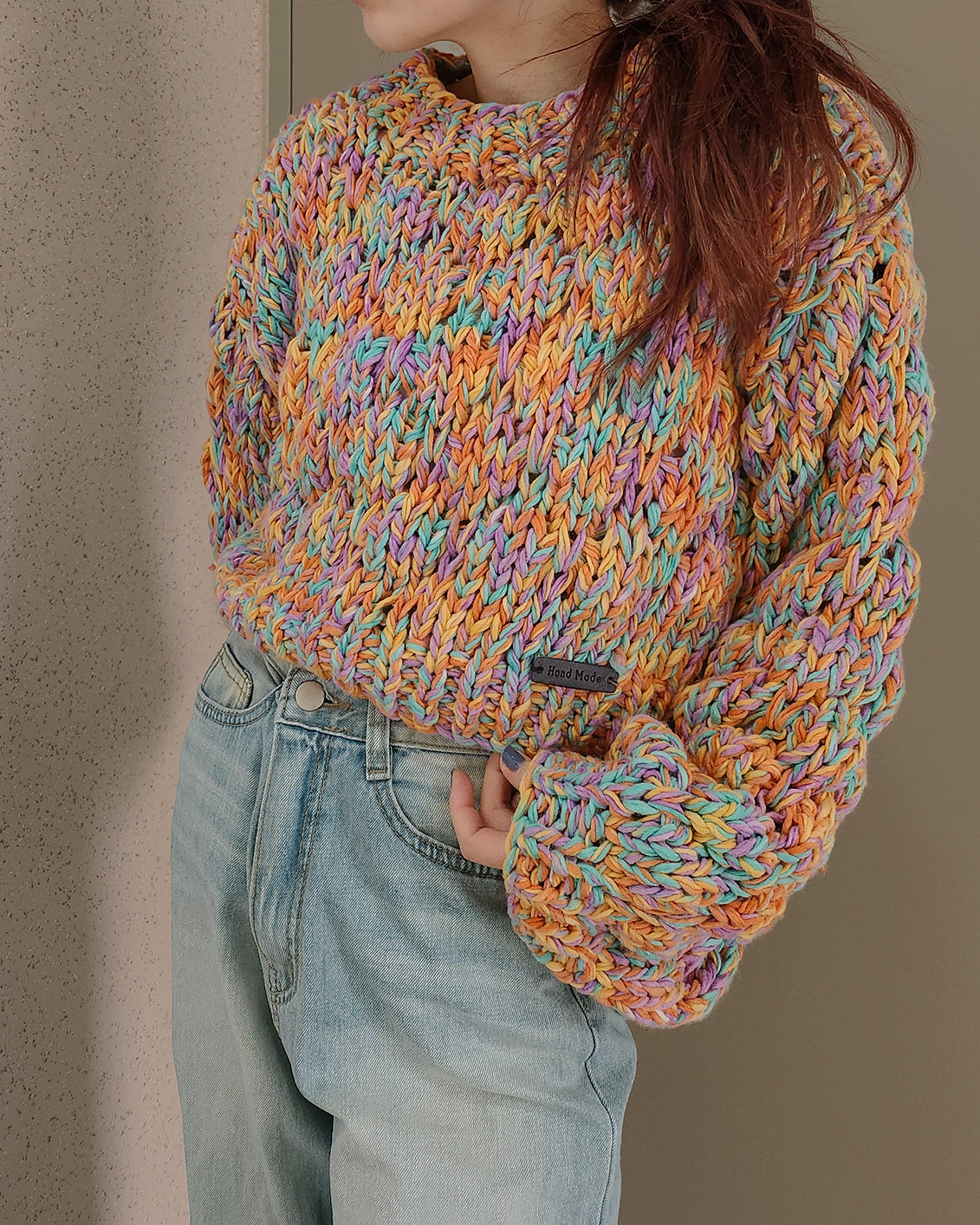 multi color handmade volume short knit