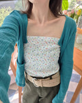 vintage like flower rib tube top
