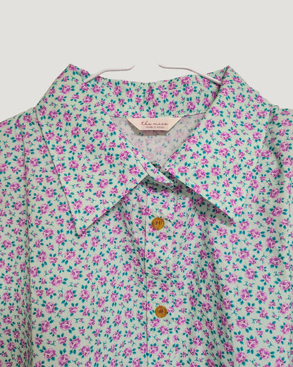 flower open collar shirt