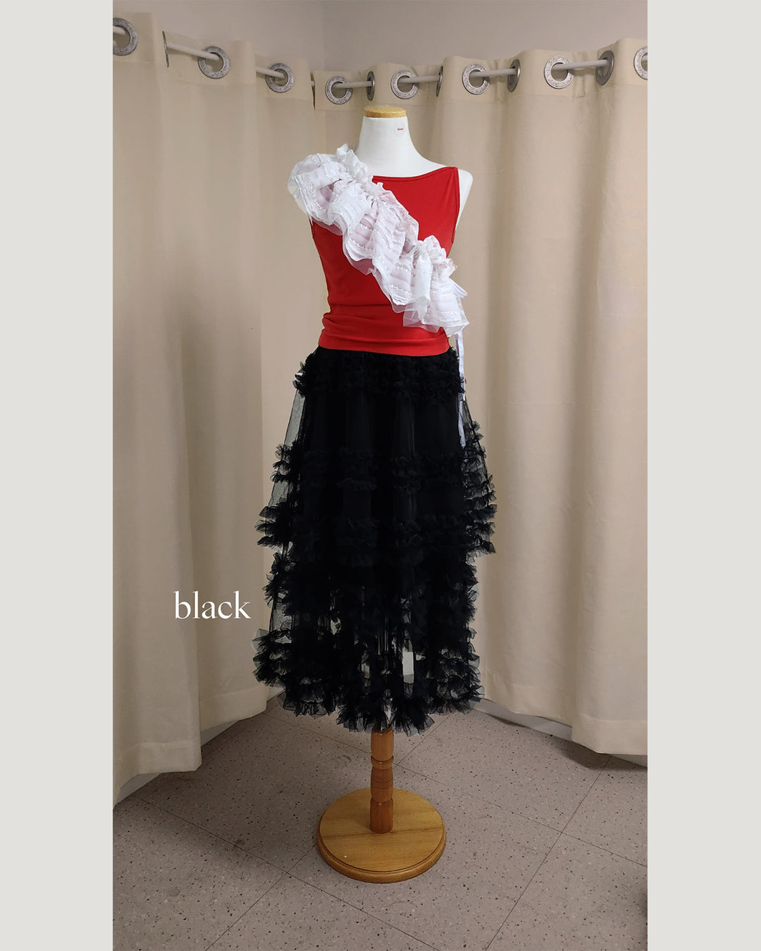 tiered volume frill tulle skirt