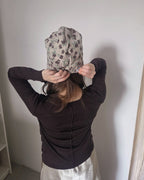 flower pattern waffle beanie