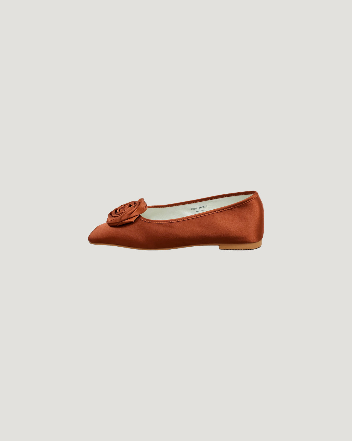 rose satin square flat shoes