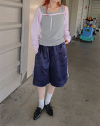 track satin bermuda pants